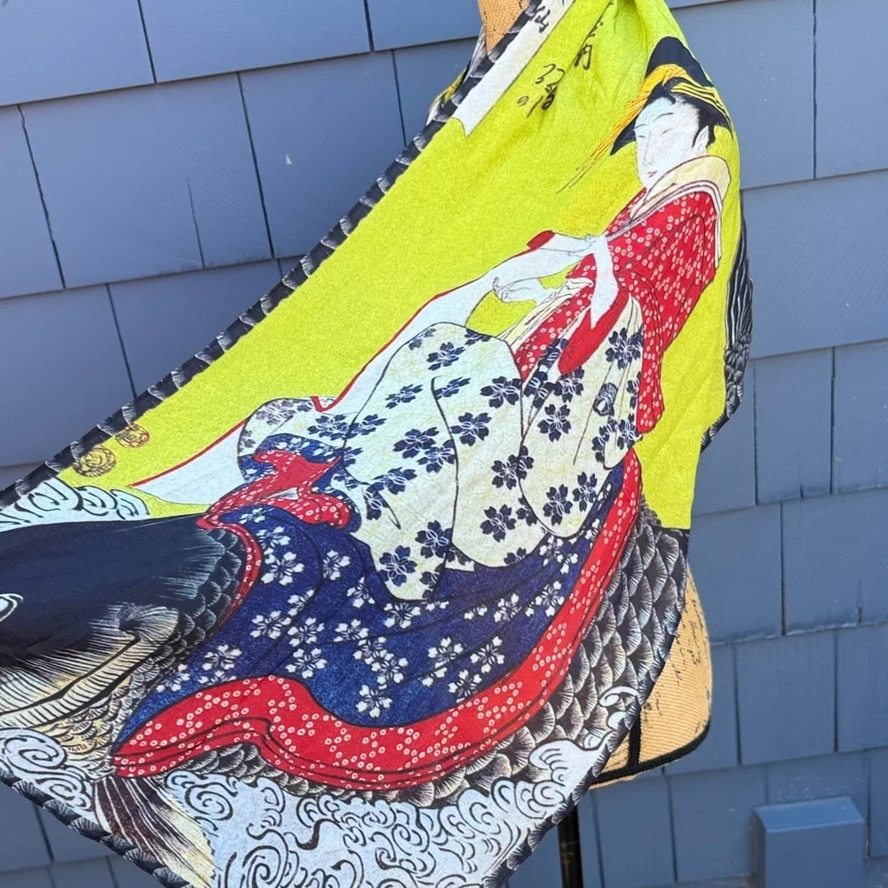 Elegant Multicolor Artistic Scarf Cocoon House Silk washable ethnic